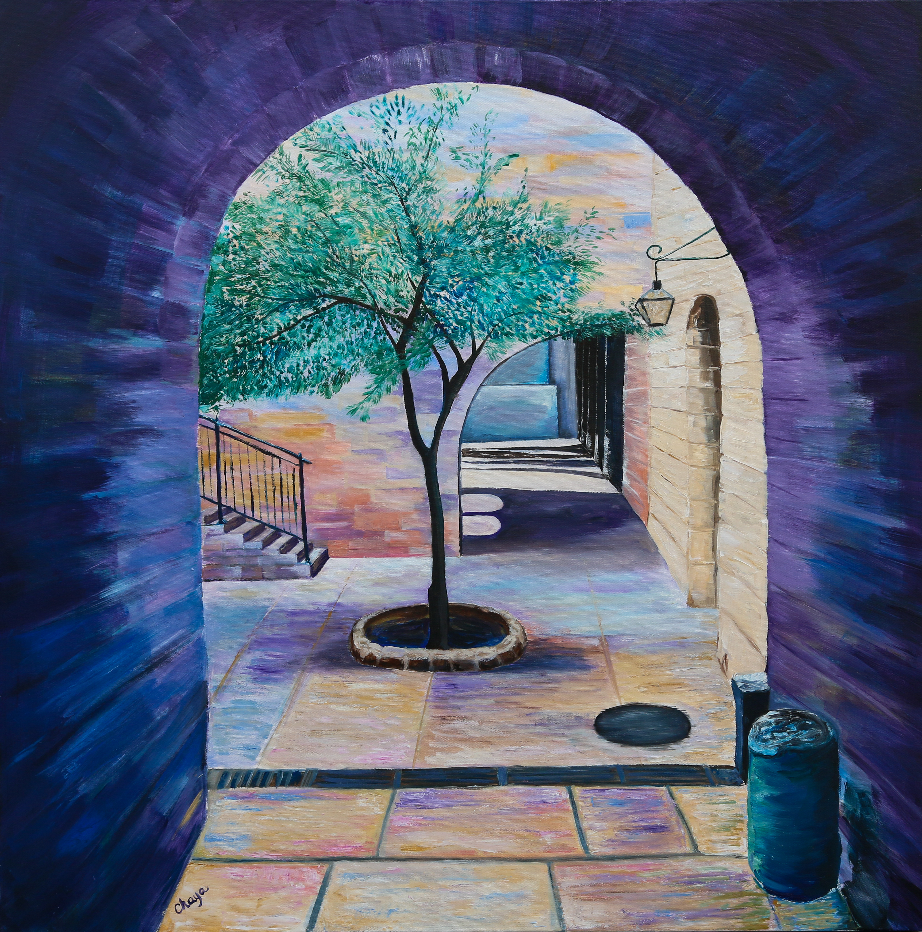 <h9>Old City Archway<br> Acrylic, Oil<br> 36x36 <br>  $3500 </h9><br><h8> SOLD </h8>